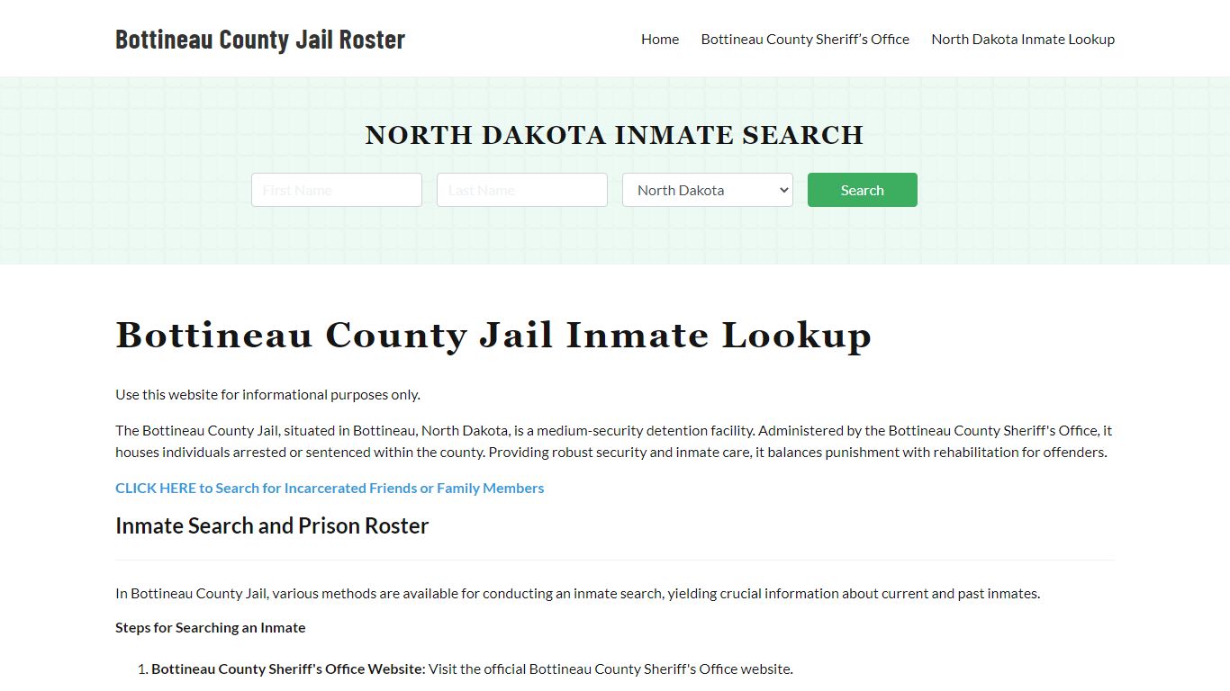 Bottineau County Jail Roster Lookup, ND, Inmate Search