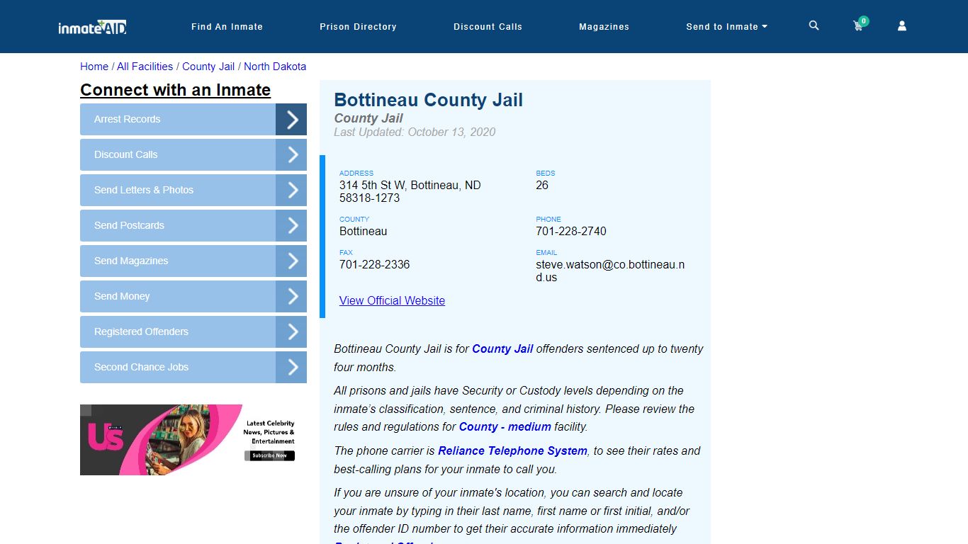 Bottineau County Jail - Inmate Locator